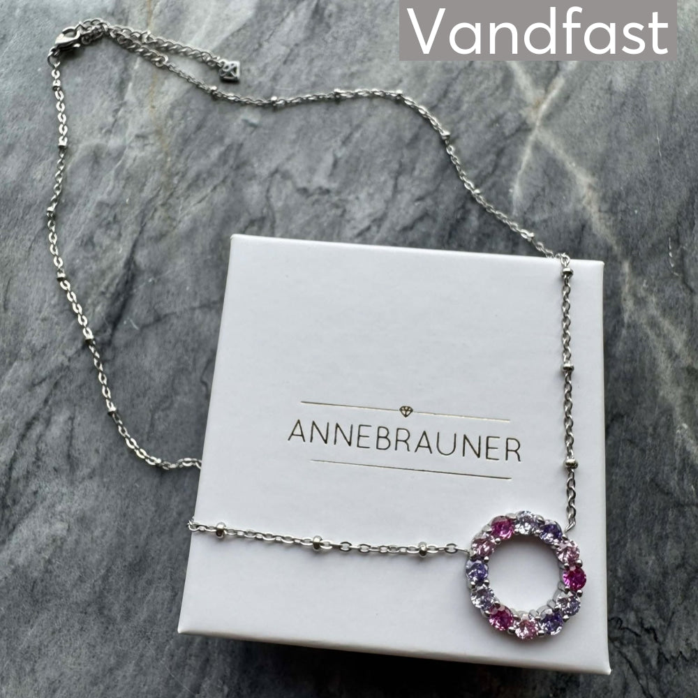 Annebrauner Big Rose/Violet Mix Circle Necklace