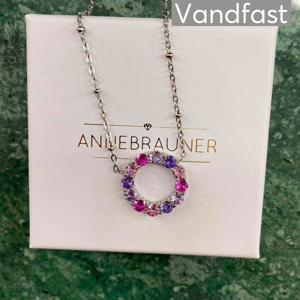 Annebrauner Big Rose/Violet Mix Circle Necklace