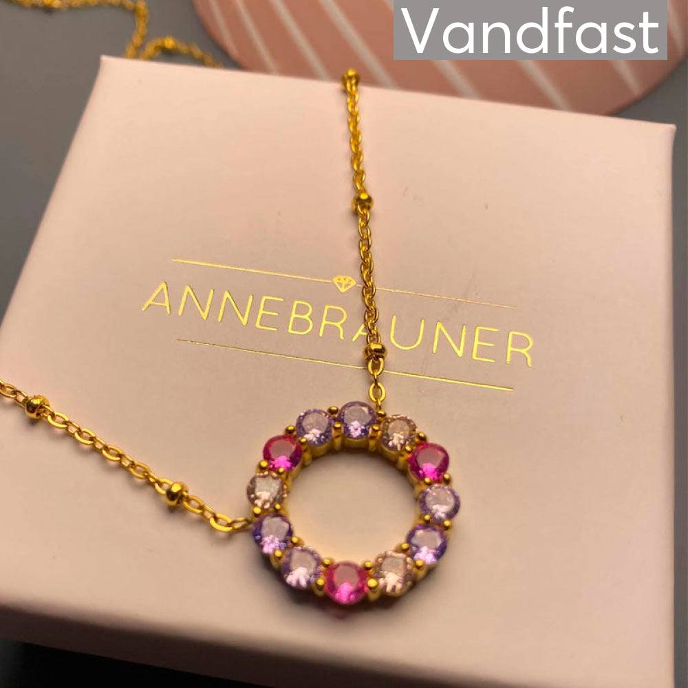 Annebrauner Big Rose/Violet Mix Circle Necklace