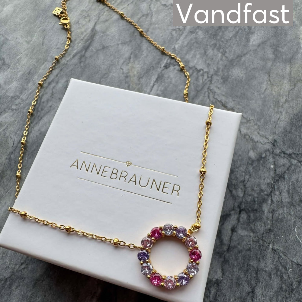 Annebrauner Big Rose/Violet Mix Circle Necklace