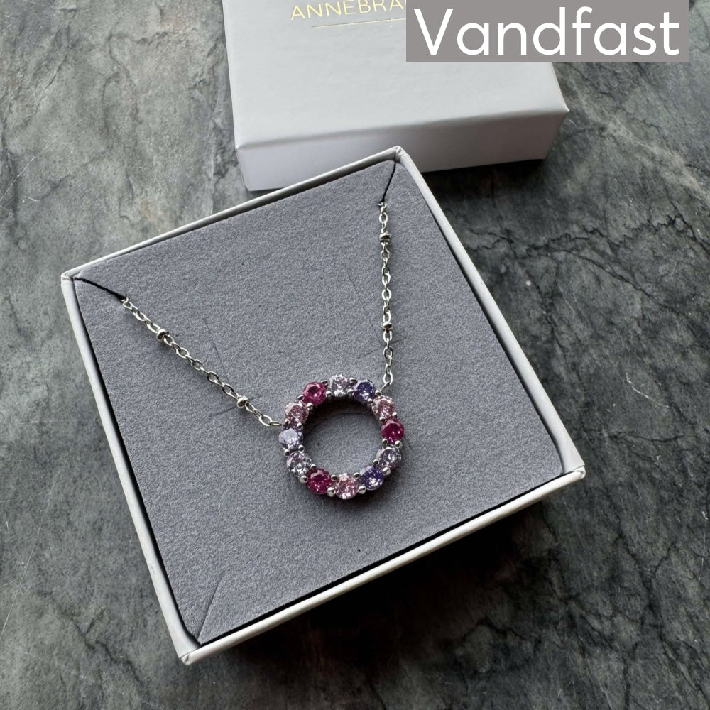 Annebrauner Big Rose/Violet Mix Circle Necklace