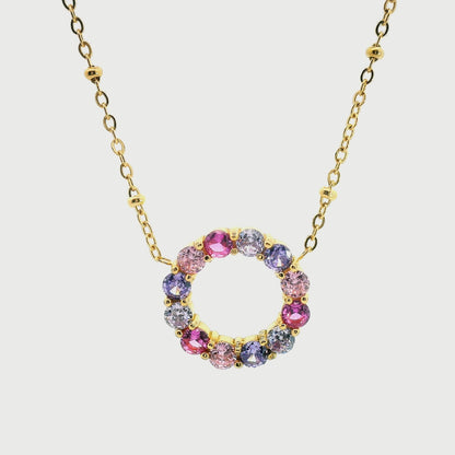 ANNEBRAUNER Big Rose/Violet Mix Circle Necklace