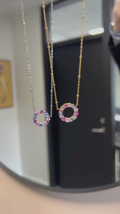 ANNEBRAUNER Big Rose/Violet Mix Circle Necklace